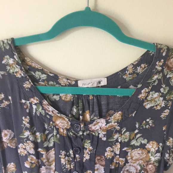 Blue Floral Dress with Ribbon Tie - Picture 7 of 8